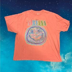 NIRVANA Pink Smiley Face T-Shirt